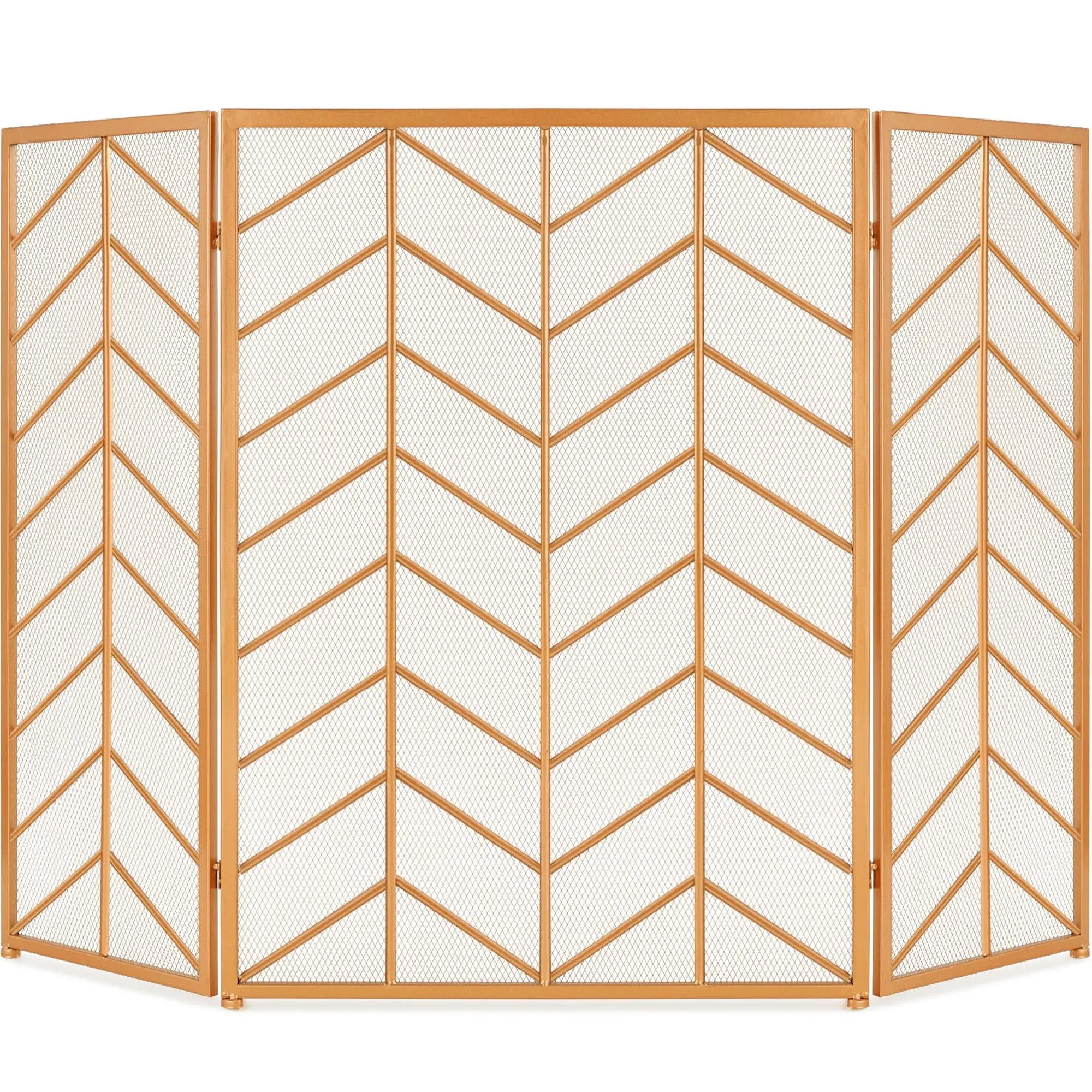 Best Choice Products 52x31in 3-Panel Chevron Fireplace Screen