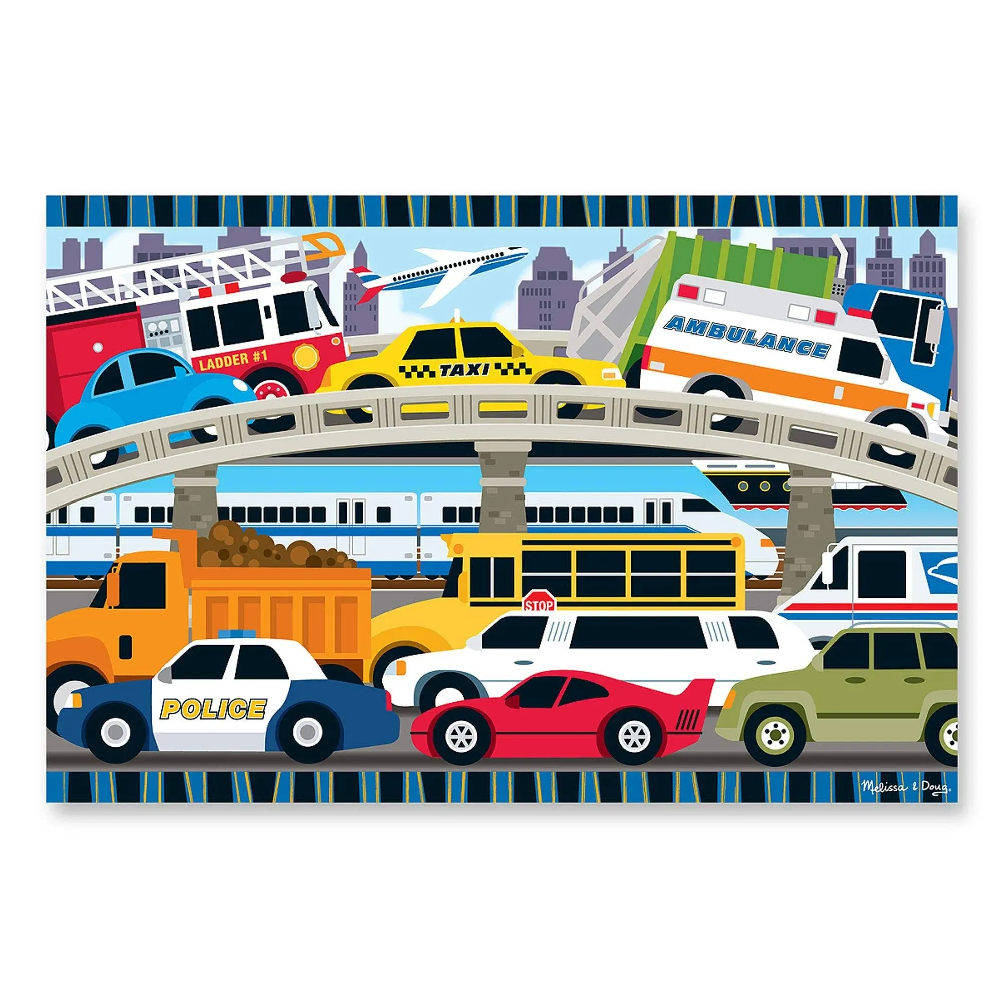 Melissa & Doug Traffic Jam Jumbo Jigsaw Floor Puzzle (24 pcs, 2 x 3 feet long) - FSC-Certified Materials