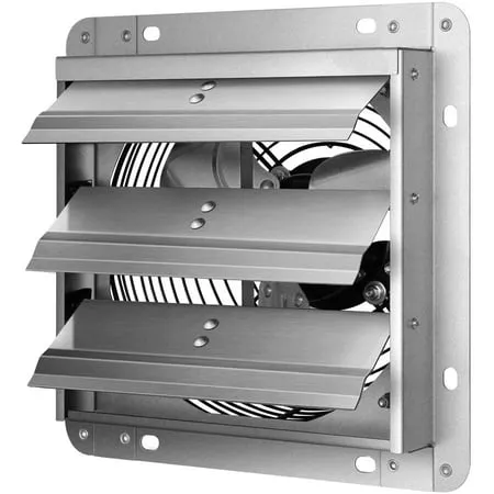 BaytoCare 12 Inch Shutter Exhaust Fan Aluminum High Speed 1620RPM 940 CFM 1-Pack Silver