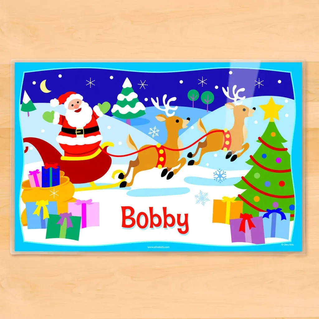 Santa Clause Personalized Christmas Placemat for Kids, 18 Inches x 12 Inches, Laminated, by Art Appeel