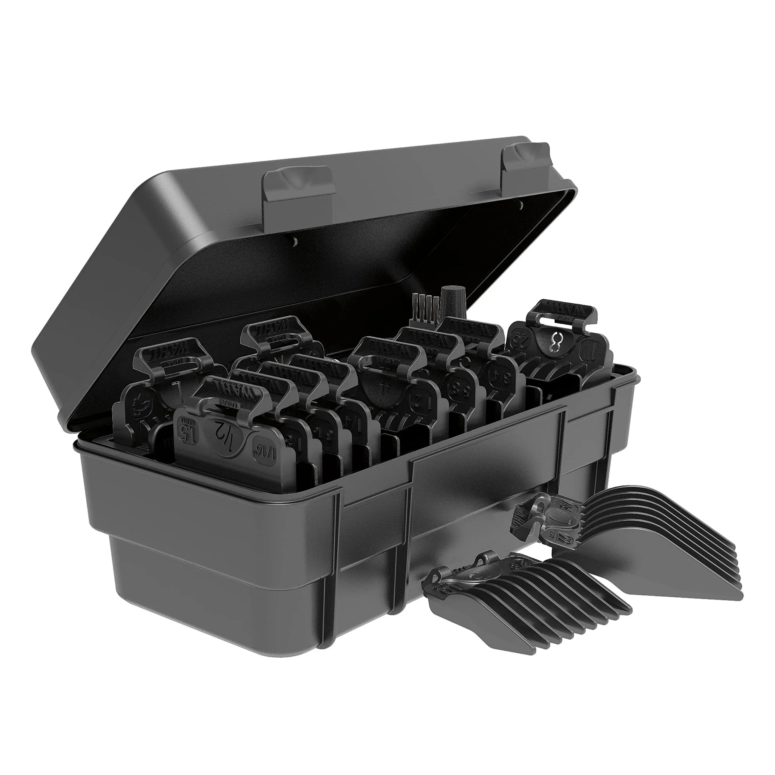 Wahl Clipper Genuine Secure-Fit™ Guide Comb Set with Hair Clipper Guard Organization Caddy, 12 Full Size Attachment Guards from 1/16” to 1” for Increased Cutting Performance - 3291,