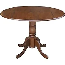 International Concepts Round Dual Drop Leaf Pedestal Table, Espresso, 42"