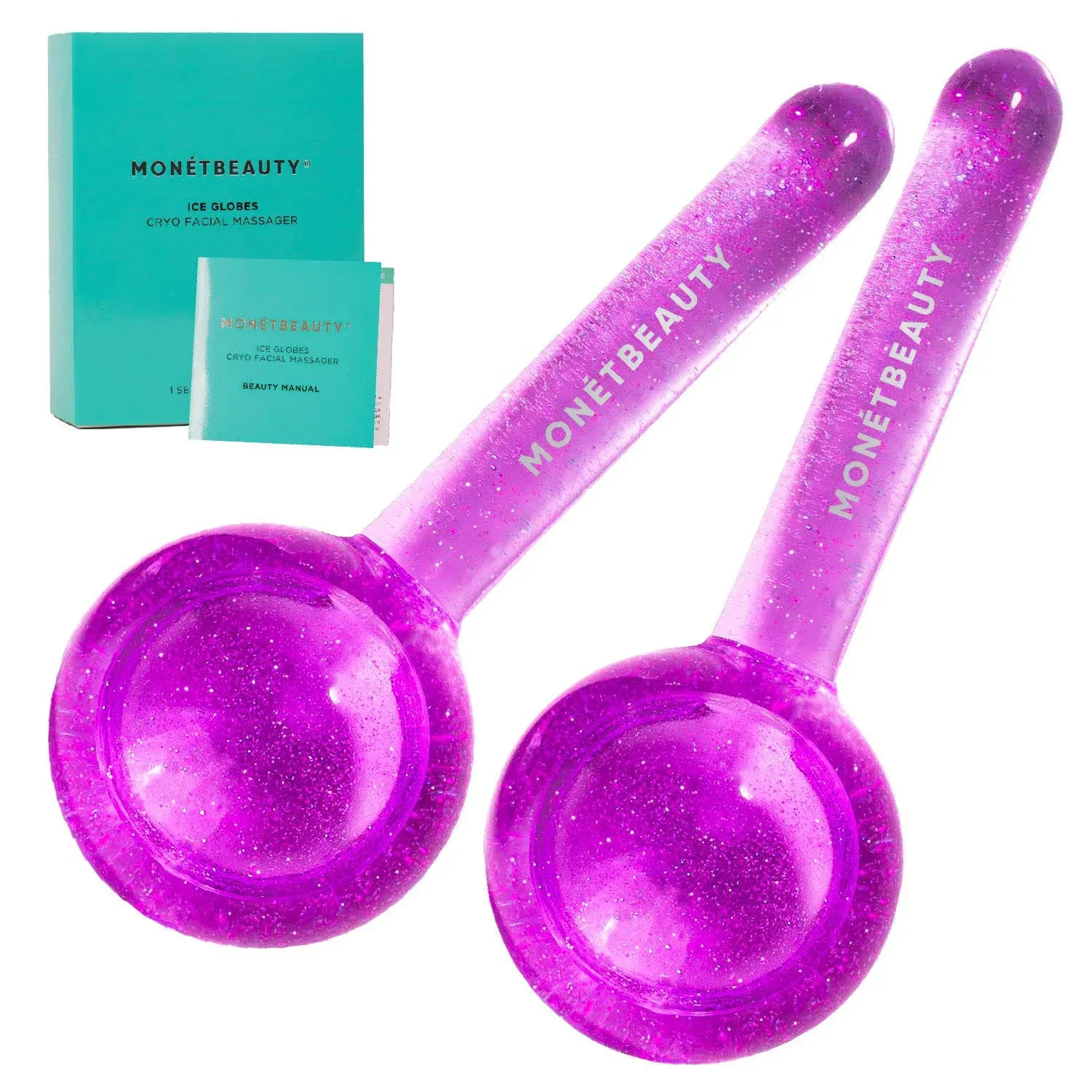 Ice Globes for Face, Freezer Safe and Highly Effective Facial Globes for Daily Beauty Routines, Face Roller to Tighten Skin, Reduce Puffiness, Enhance Circulation and Complexion (Purple)