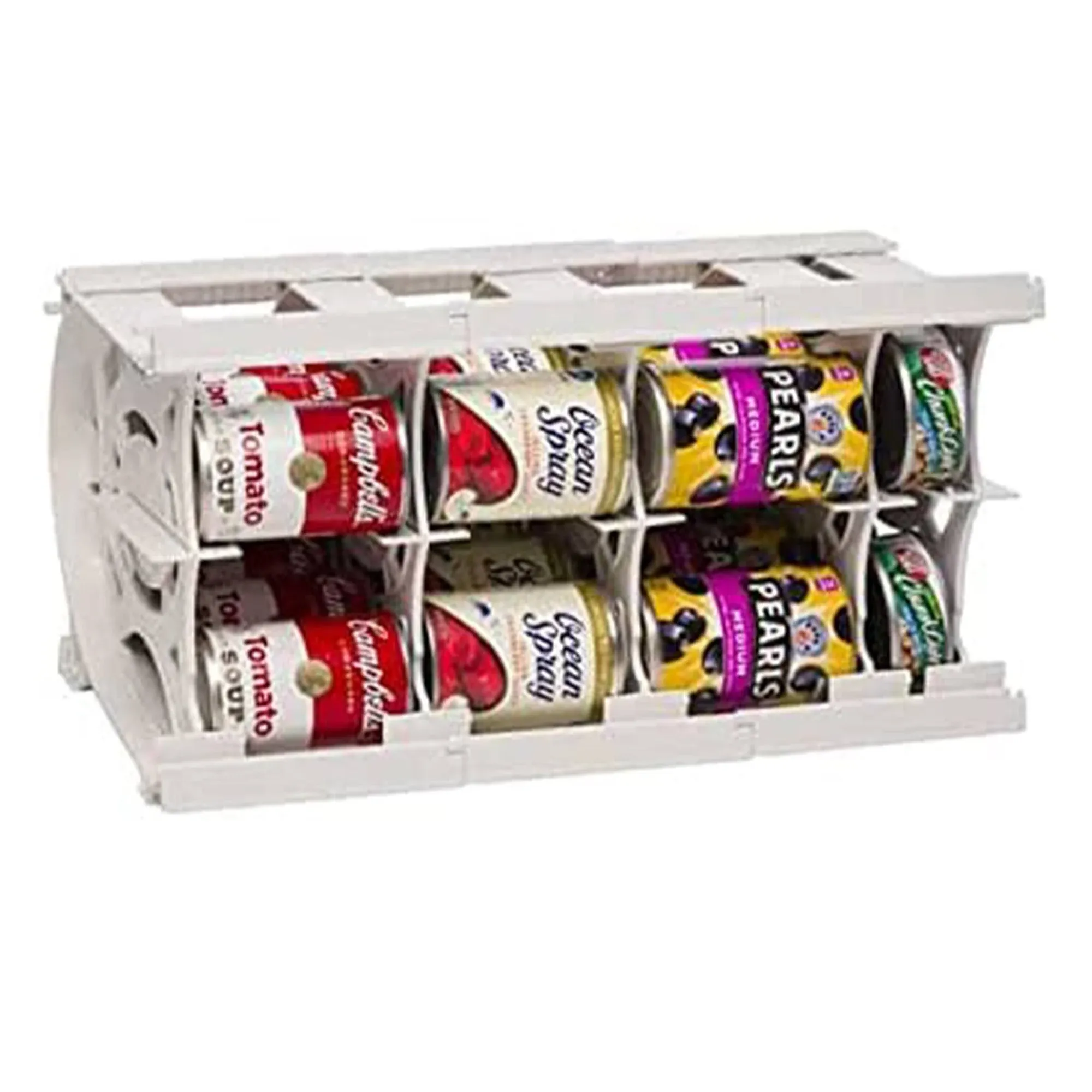 Shelf Reliance Compact Cansolidator Pantry Food w/Rotation System, Interlocking Assembly & Adjustable Panels Holds Up To 20 Cans, White