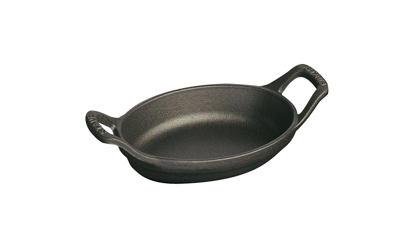 Staub Cast Iron 5.5-inch x 3.8-inch Mini Oval Gratin Baking Dish - Matte Black, Made in France