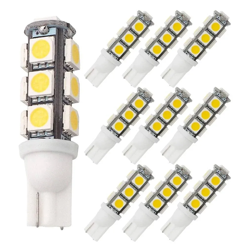 GRV T10 921 922 13-5050 SMD Super Bright 194 Wedge LED Light Bulbs for DC 12V RV Interior Ceiling Dome Light,Replacement for RV Camper Trailer Motorhome Boat Light Bulb,Warm White Pack of 10