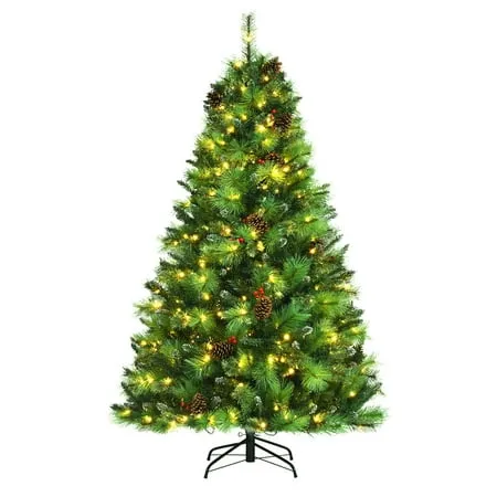 GOJOOASIS 6' Cactus Christmas Tree Pre-Lit Artificial Xmas Tree w/LED Lights and Bowknot