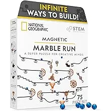 NATIONAL GEOGRAPHIC Magnetic Marble Run - 75-Piece STEM Building Set for Kids & Adults with Magnetic Track & Trick Pieces & Marbles for Building A Marble Maze, STEM Project (Amazon Exclusive)