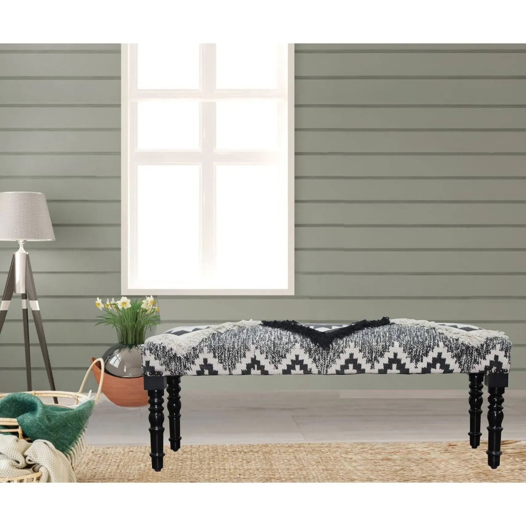 Modern Southwestern Tufted Bench, 47" Length - Southwestern - Upholstered Benches - by LR Home | Houzz