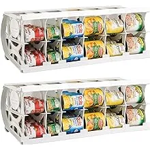 Shelf Reliance Compact Cansolidator Pantry Food with Rotation System, Interlocking Assembly and Adjustable Panels Hold Up To 60 Cans, White (2 Pack)Shelf Reliance Compact Cansolidator Pantry Food wi…