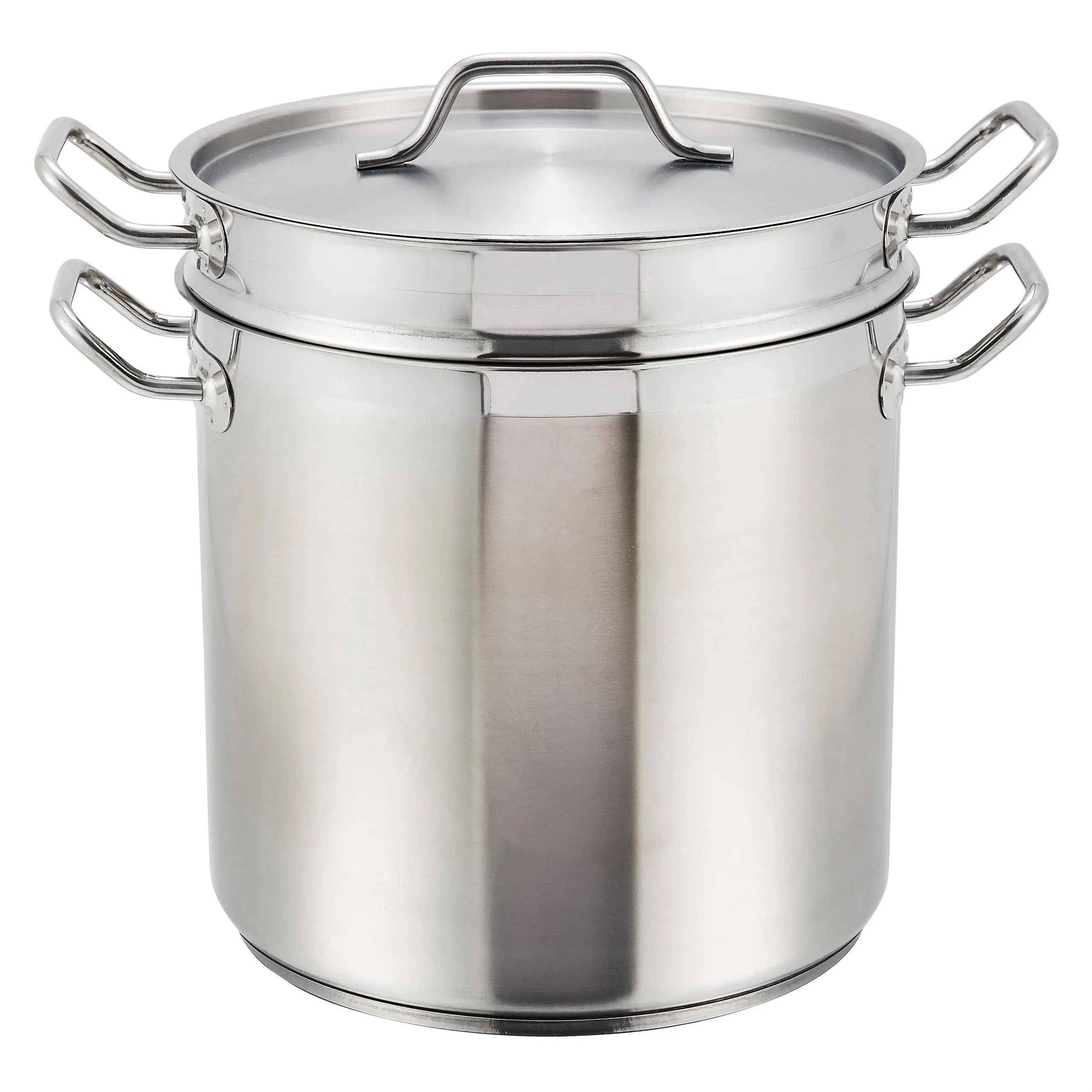 Winco SSDB-20 Stainless Steel 20 qt. Double Boiler with Cover