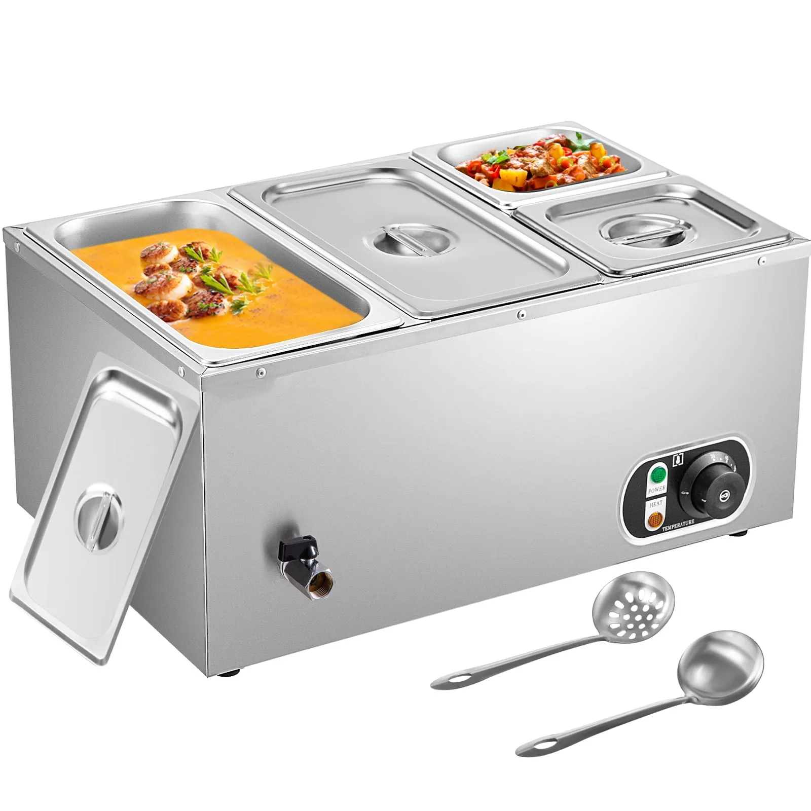 VEVOR 110V Commercial Food Warmer and Stainless Steel Bain Marie Capacity