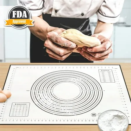 Pastry Dough Mat for Rolling 24x20 Large Silicone Pastry Kneading Mat Board with Measurements Marking BPA Free Food Grade Non-stick Non-slip Rolling Dough Baking Mat