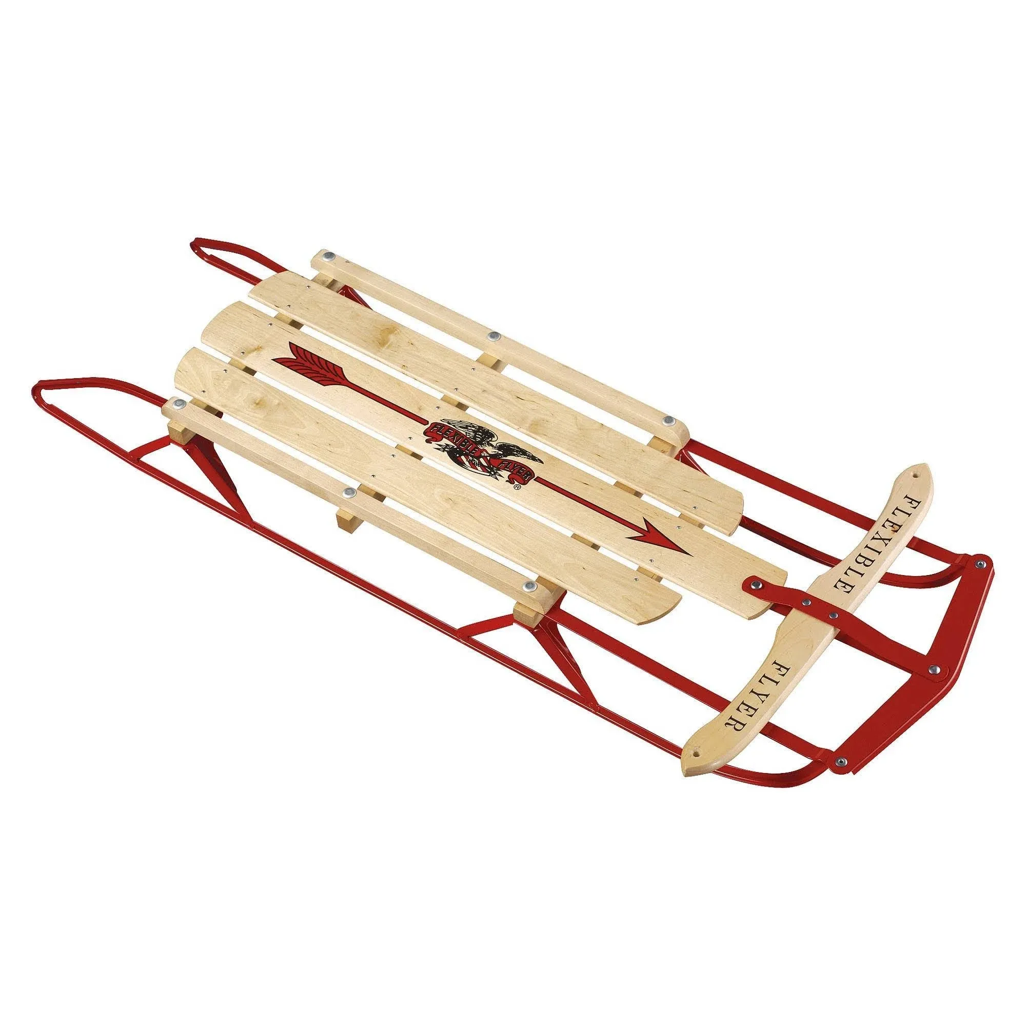 Flexible Flyer Metal Runner Sled. Steel & Wood Steering Snow Slider