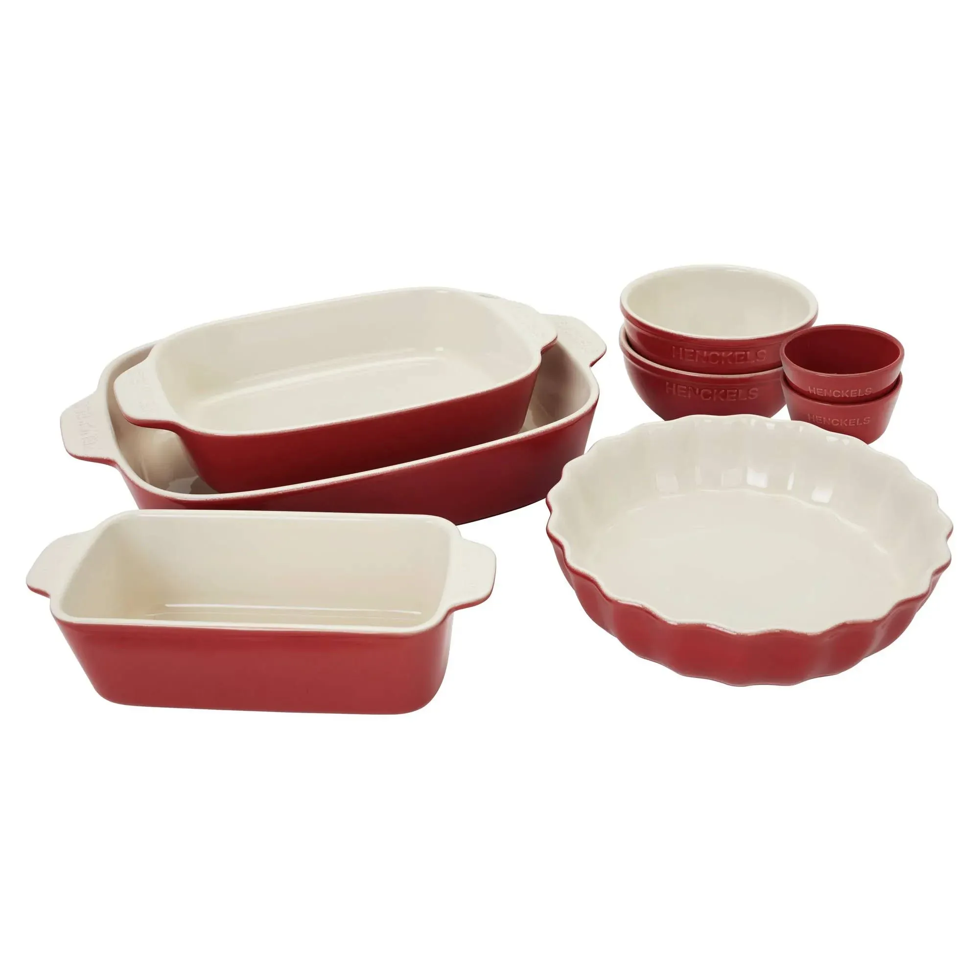 Henckels Ceramics 8-PC Mixed Bakeware &amp; Serving Set - Cherry Red