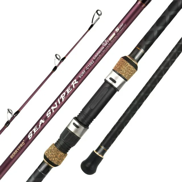 BERRYPRO Surf Spinning & Casting Fishing Rod Carbon Fiber Travel Fishing Rod10 ...