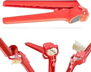 Dreamfarm Garject Lite 2-In-1 Garlic Peeler, Garlic Press & Mincer with Garlic Peel Ejector, Nylon - Red