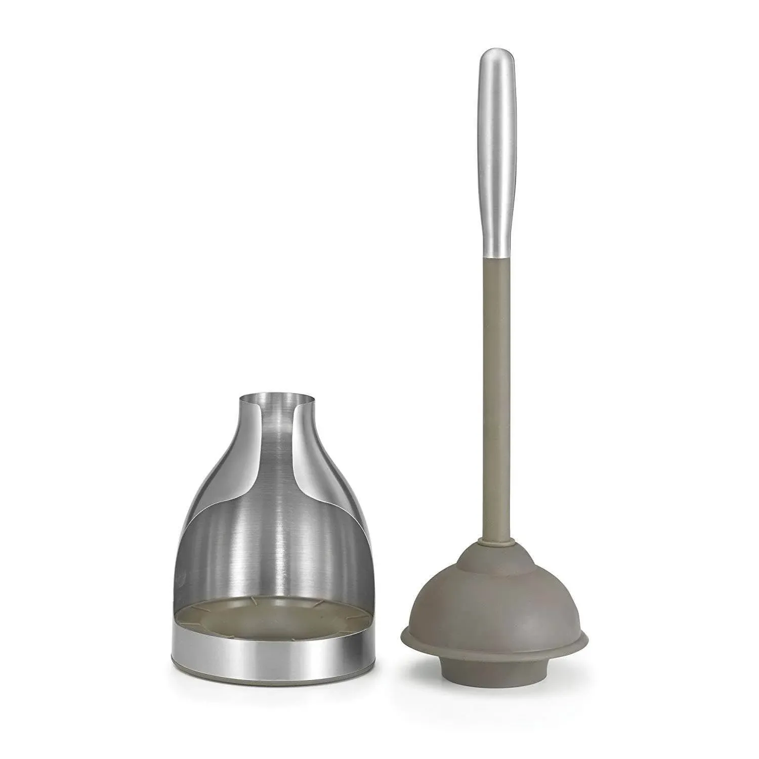 Polder Brushed Stainless Steel Plunger with Storage Caddy