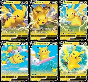 Pikachu Ultra Rare Card Lot - x6 Pokemon Card Set - Pikachu V - Flying Pikachu V - Surfing Pikachu V