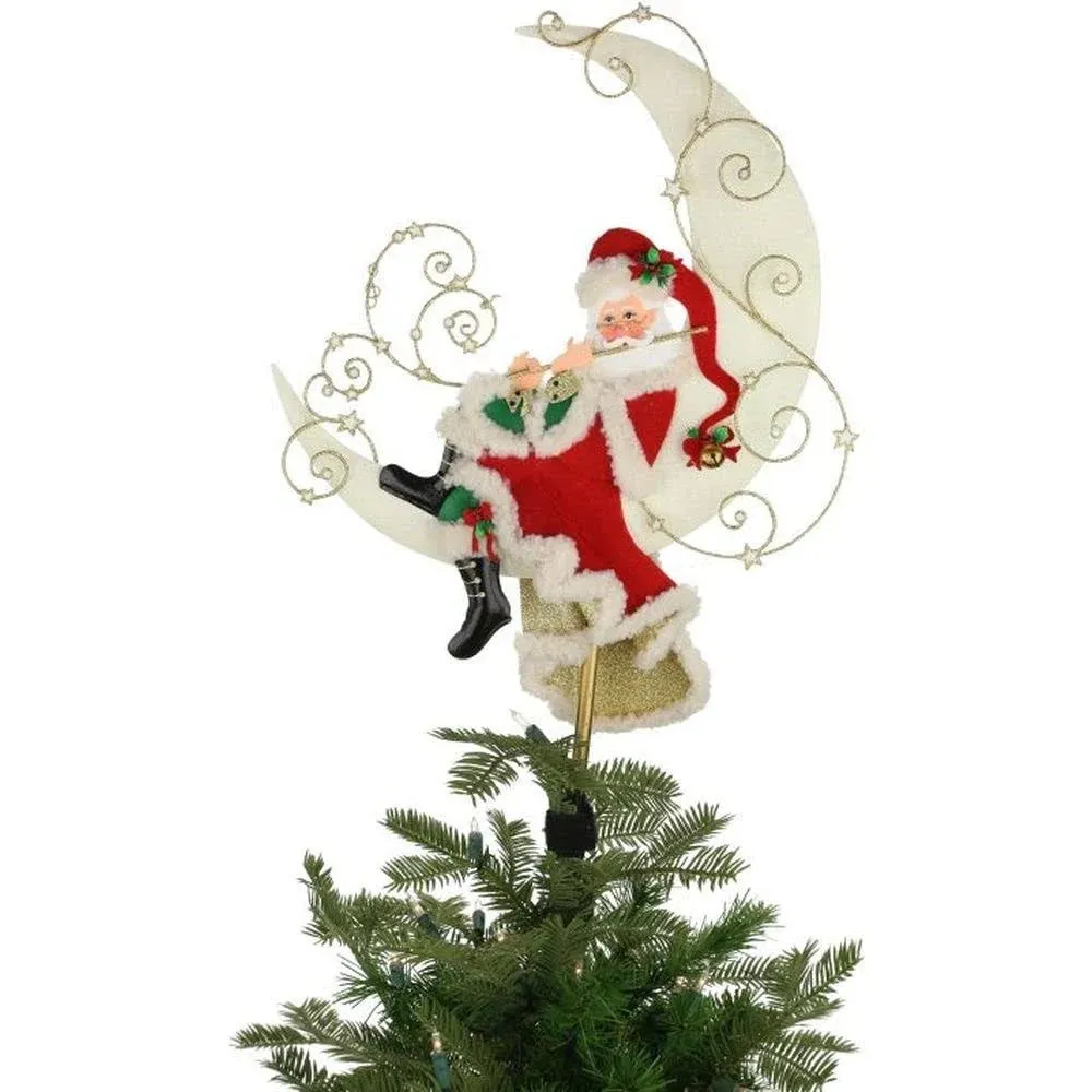 Mark Roberts 2022 Santa On Moon Tree Topper 18.5 Inches