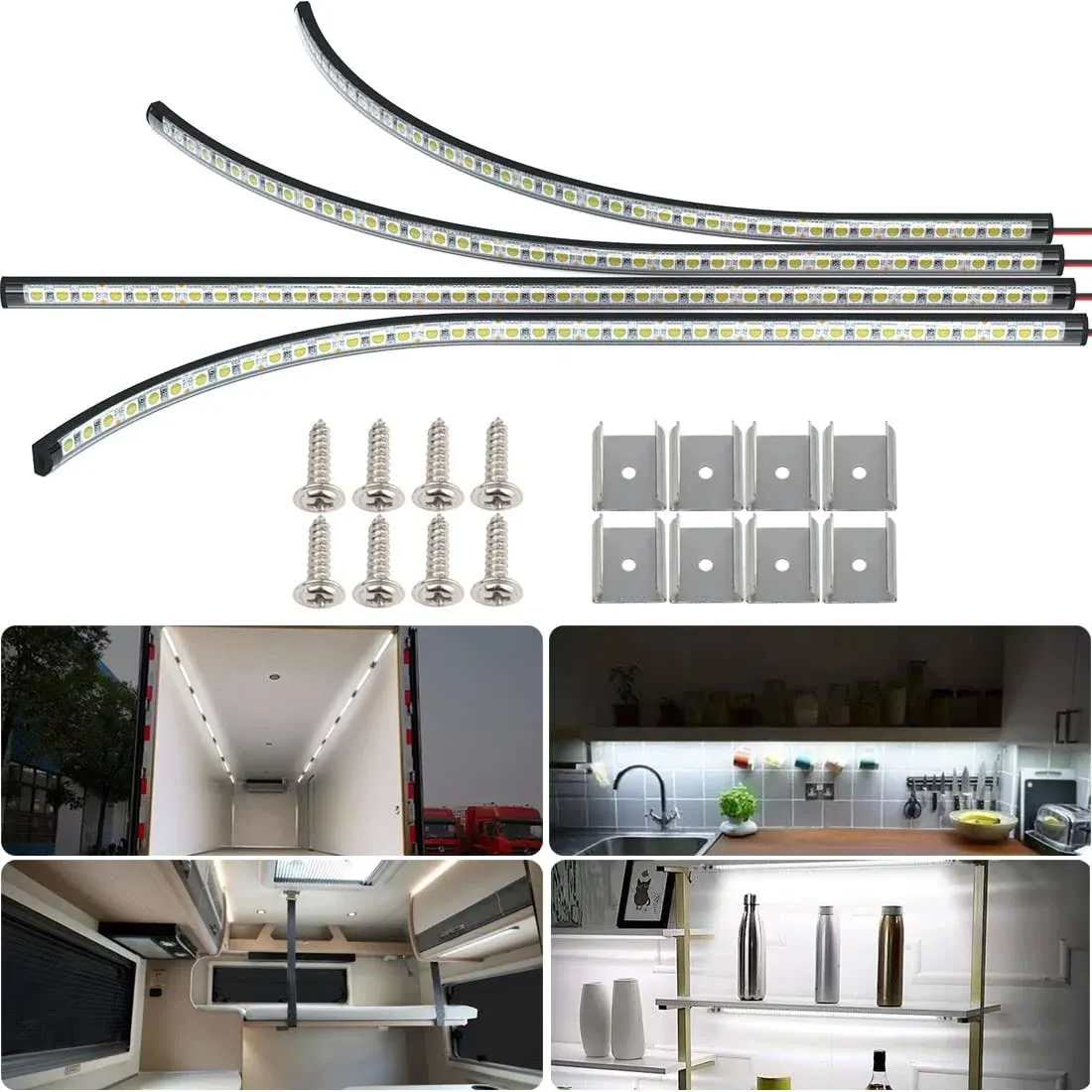 12V LED Light Strip 7000K White,LMGYES 12V Interior LED Light Bar Slim Enclosed Trailer Interior DIY Cabinet 12 Volt LED Lighting Strip for Car