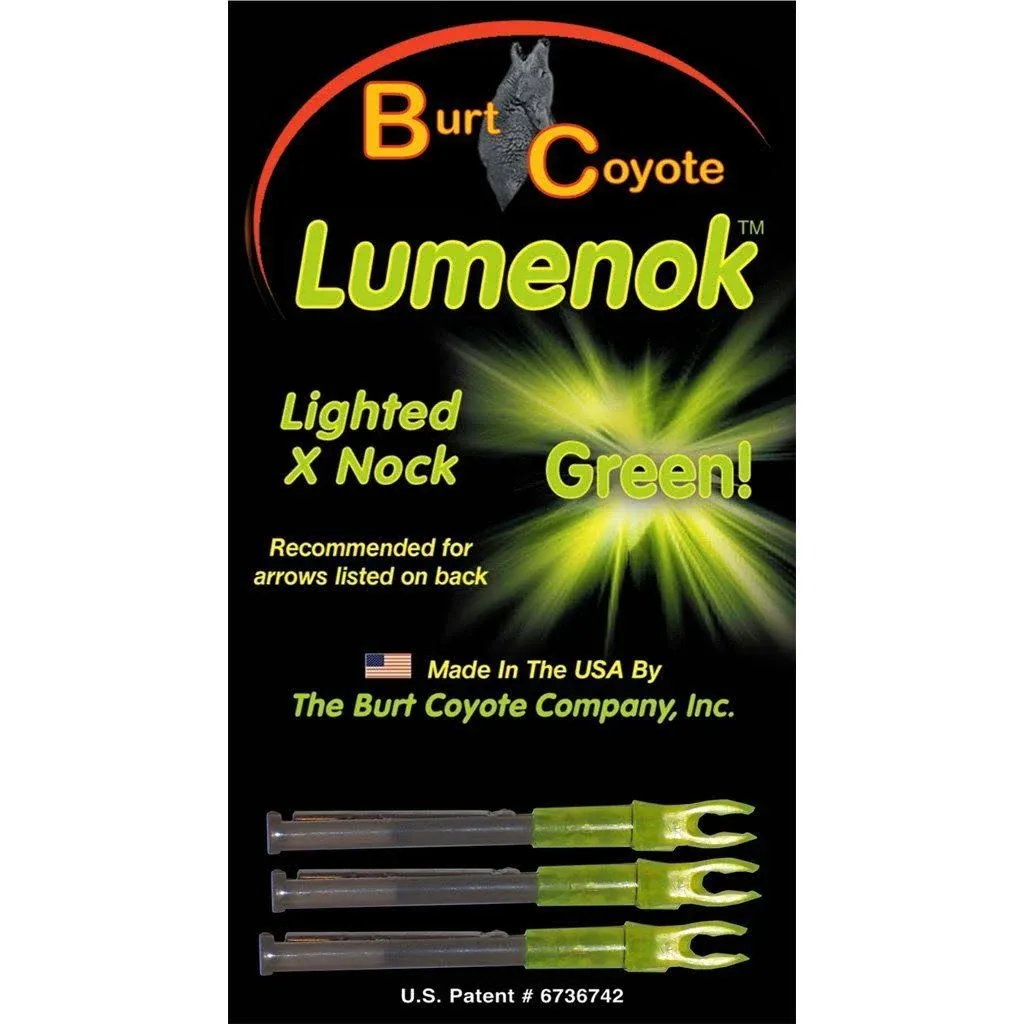 Burt Coyote Lumenok Lighted Nock X Green 3 Pack X3G #00009