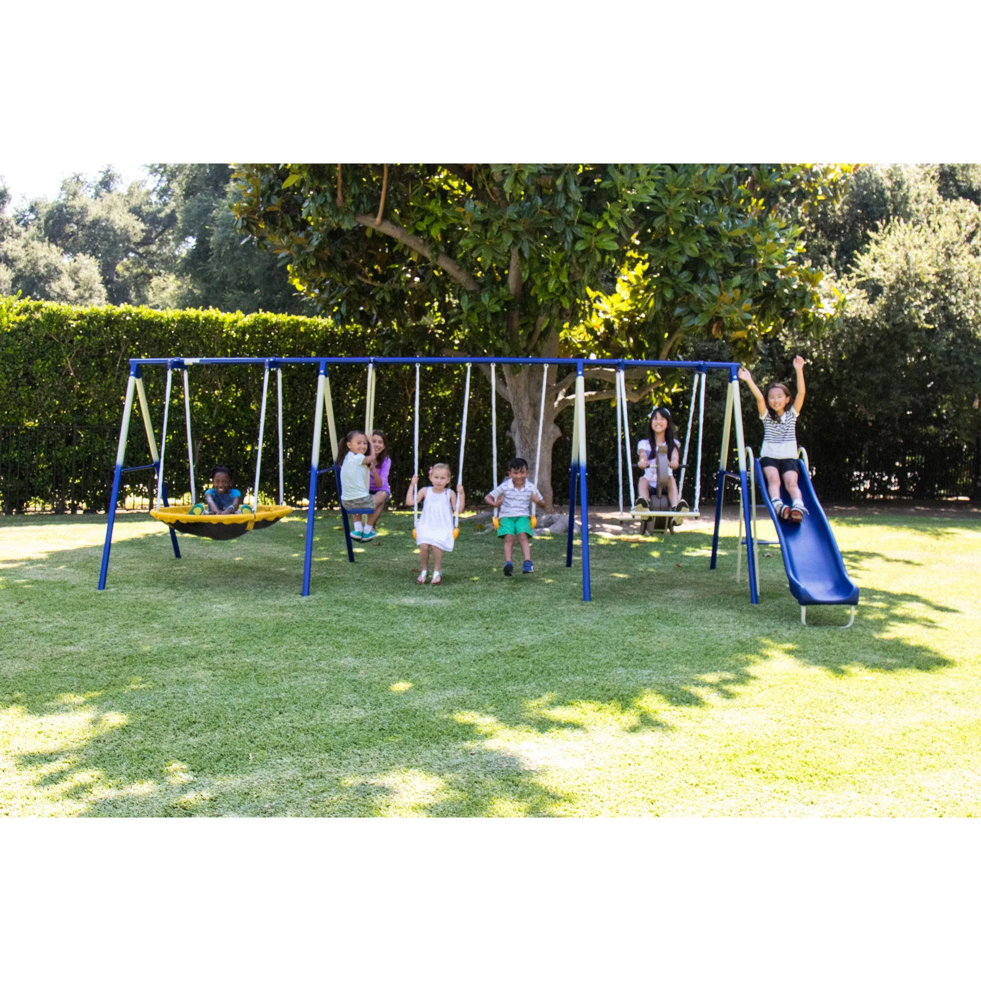 Sportspower Super 8 Fun Metal Swing Set with Slide