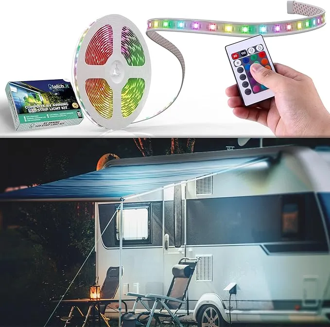 LATCH.IT LED Lights for RV Awning | 2021 V2.0 DIY Kit | 12’ LED Awning Lights for RV & Campers | IP68 Waterproof RV Awning Lights | The Most Complete RV LED Awning Light Kit in The Market!