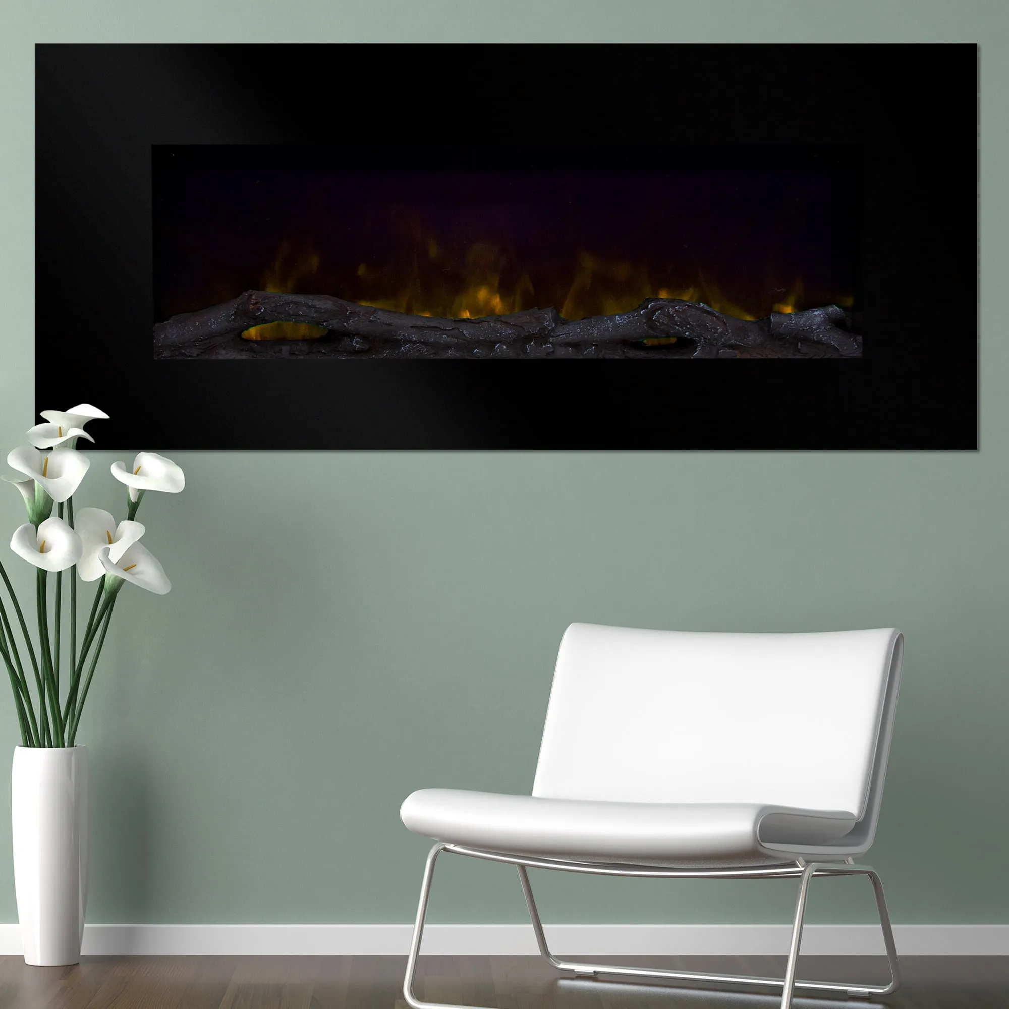 Northwest 50 inch Wall Mounted Electric Fireplace with Color Changing LED, Black