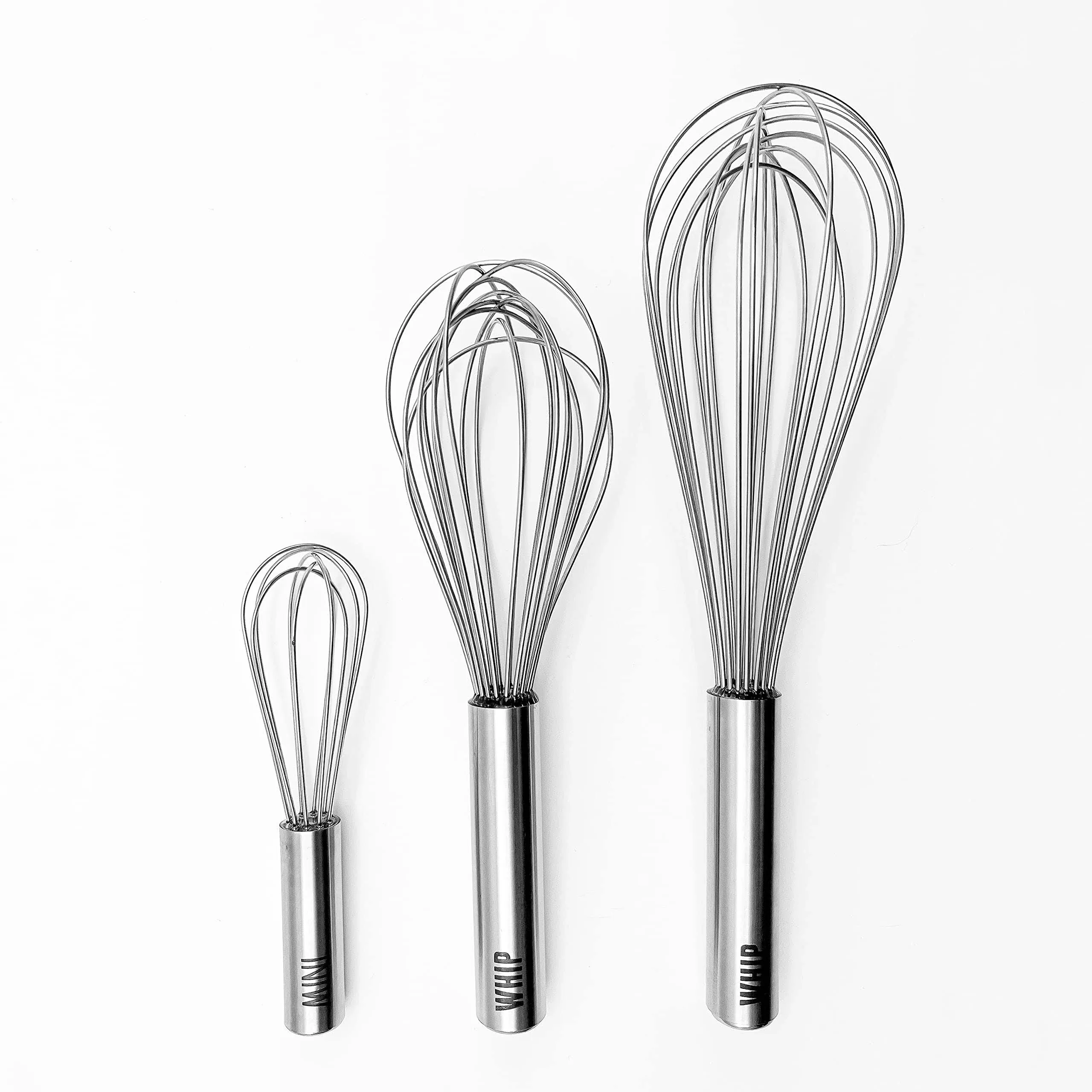 Stainless Steel Whip Whisk Set, 6", 9" & 11" - Kitchen Balloon Whisks for Cooking, Blending, Mixing, Stirring, Whipping & Beating - Whisking Tool as Frother & Stirrer - Dishwasher Safe - Set of 3