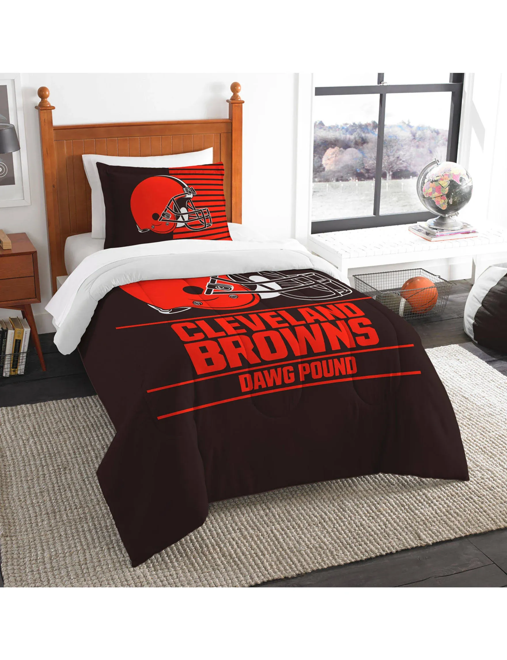 The Northwest Company NFL Cleveland Browns Comforter and Sham Set, Twin, Draft