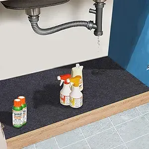 Under The Sink Mat,Cabinet Mat – Absorbent/Waterproof – Protects Cabinets, Premium Shelf Liner, Contains Liquids,Washable (24"×30")