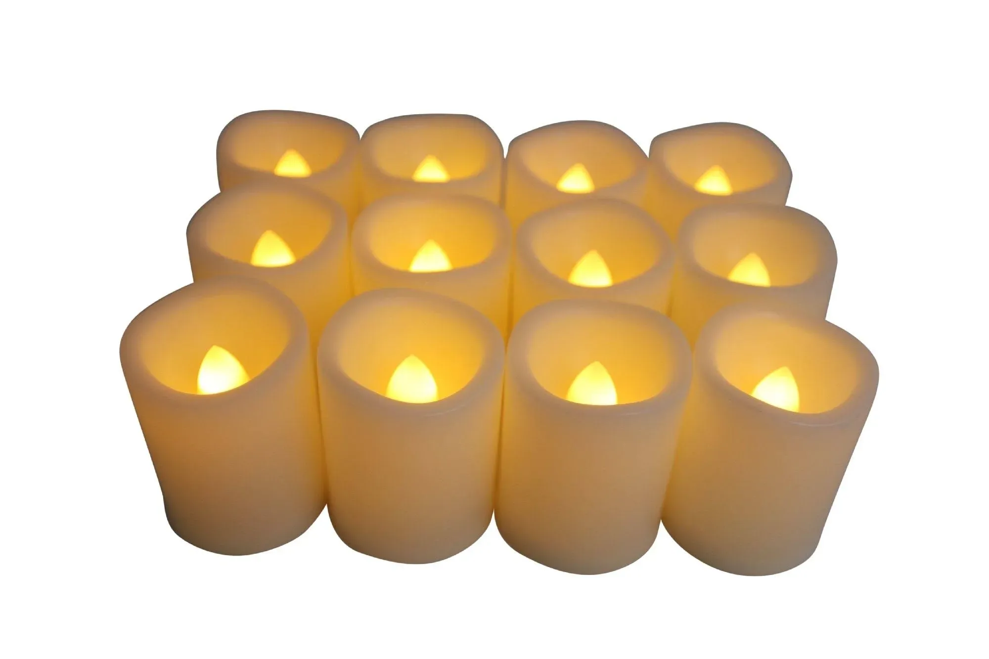 EcoGecko 88121-12 Indoor & Outdoor Flameless Votive Candles with 6 hour Timer - Pack of 12