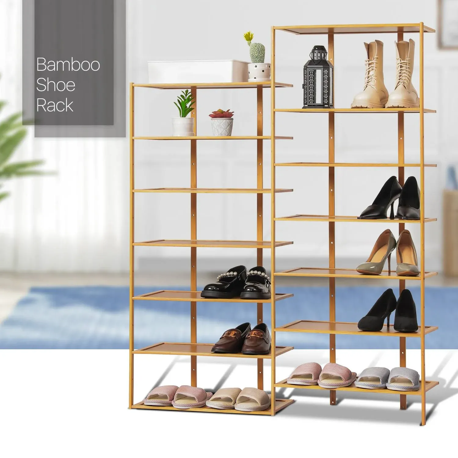 Monibloom Bamboo 14 Tiers Shoe Rack