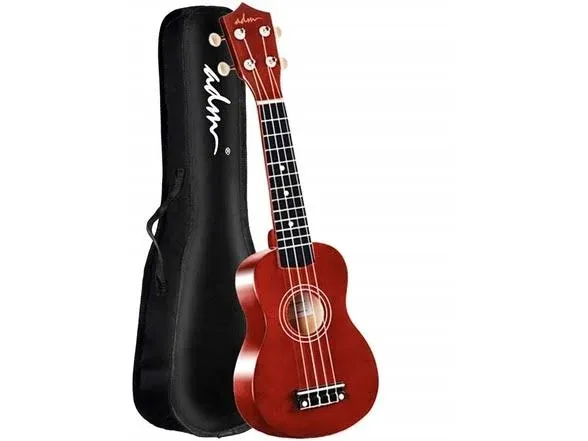 ADM Soprano Ukulele for Beginners 21 Inch Hawaiian Wood Ukelele Kit for Kids Adult Student Starter Professional Ukalelee Pack Bundle with Free Lessons Gig Bag Strap Nylon String Tuner Pick, Brown