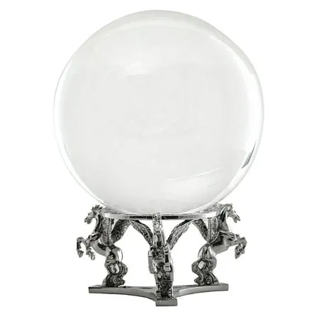 Amlong Crystal Yellow Crystal Ball 130mm (5 inch) Including Silver Pegasus Stand