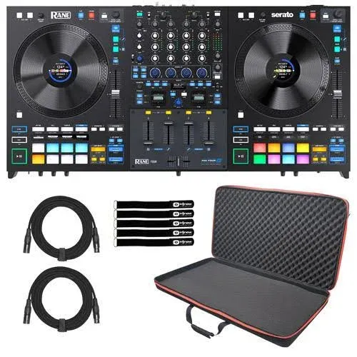 RANE FOUR Advanced 4 Channel Stems DJ Controller - 8.5" Jog Wheels with displays, DJ Mixer with Internal FX, Serato DJ Pro & Pitch ‘n Time DJ Included