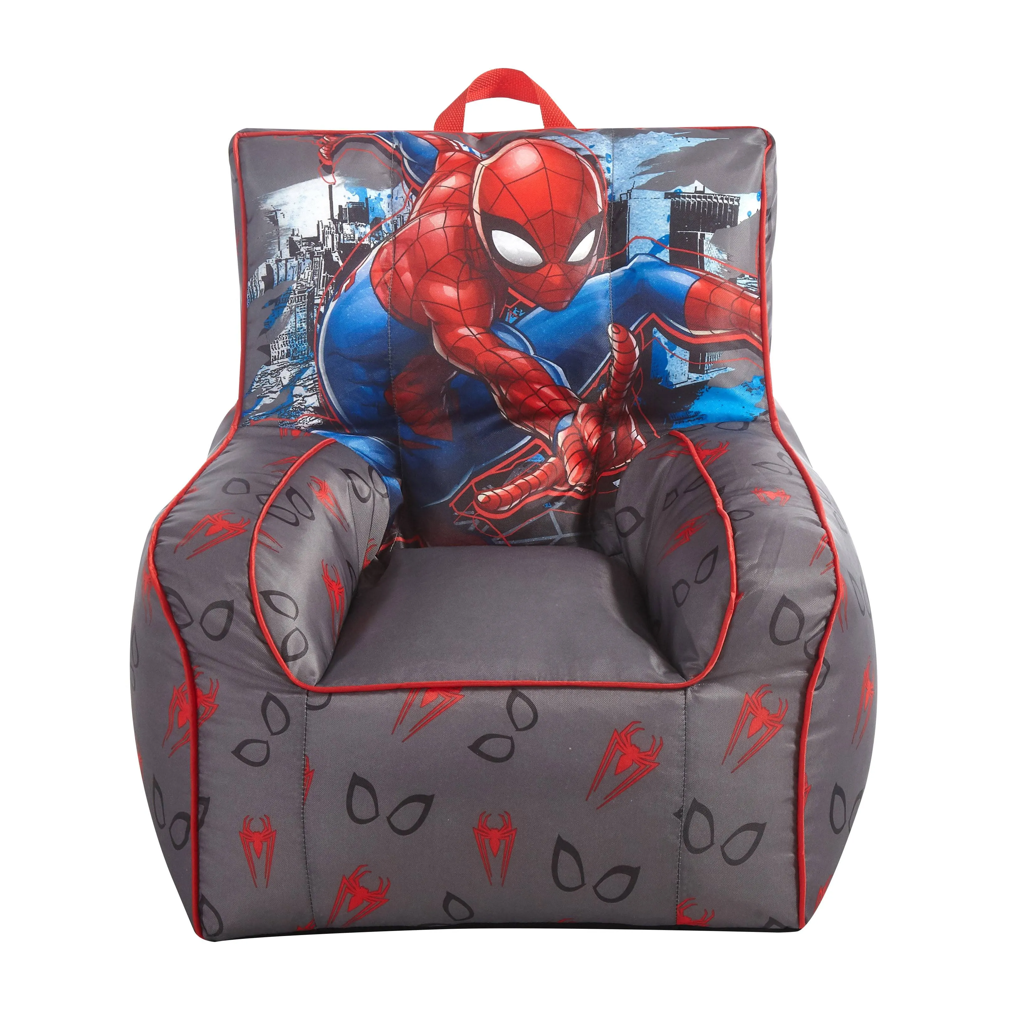 Marvel Spiderman Square Back Bean Bag Chair, Grey Polyester