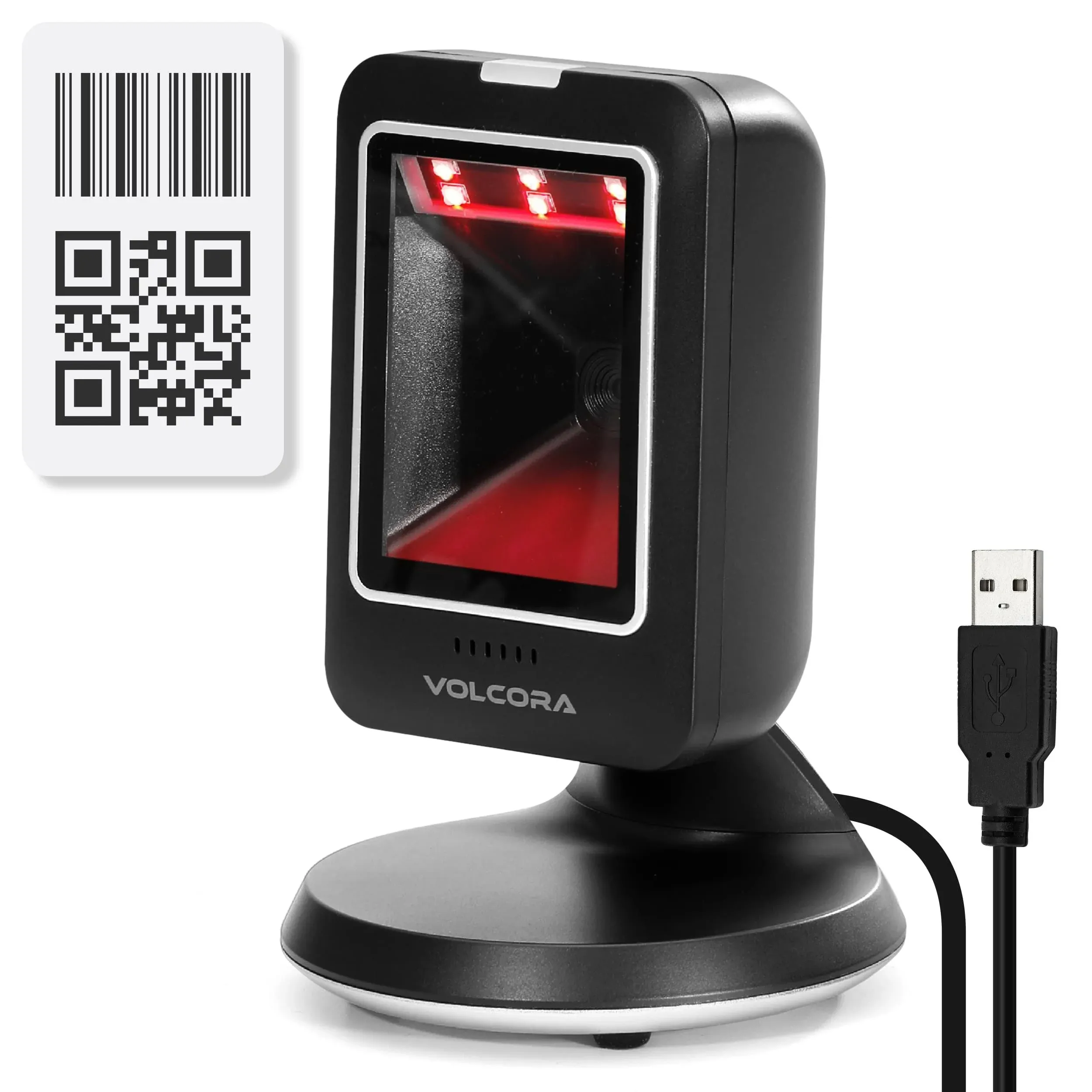 Desktop QR Code Scanner, Inventory Barcode Scanner, Omnidirectional Hands-Free ...