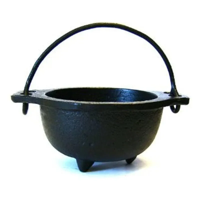 Cast Iron Cauldron w/Handle, Ideal for smudging, Incense Burning, Ritual Purpose, Decoration, Candle Holder, etc. (4" Diameter Handle to Handle, 2.5" Inside Diameter)