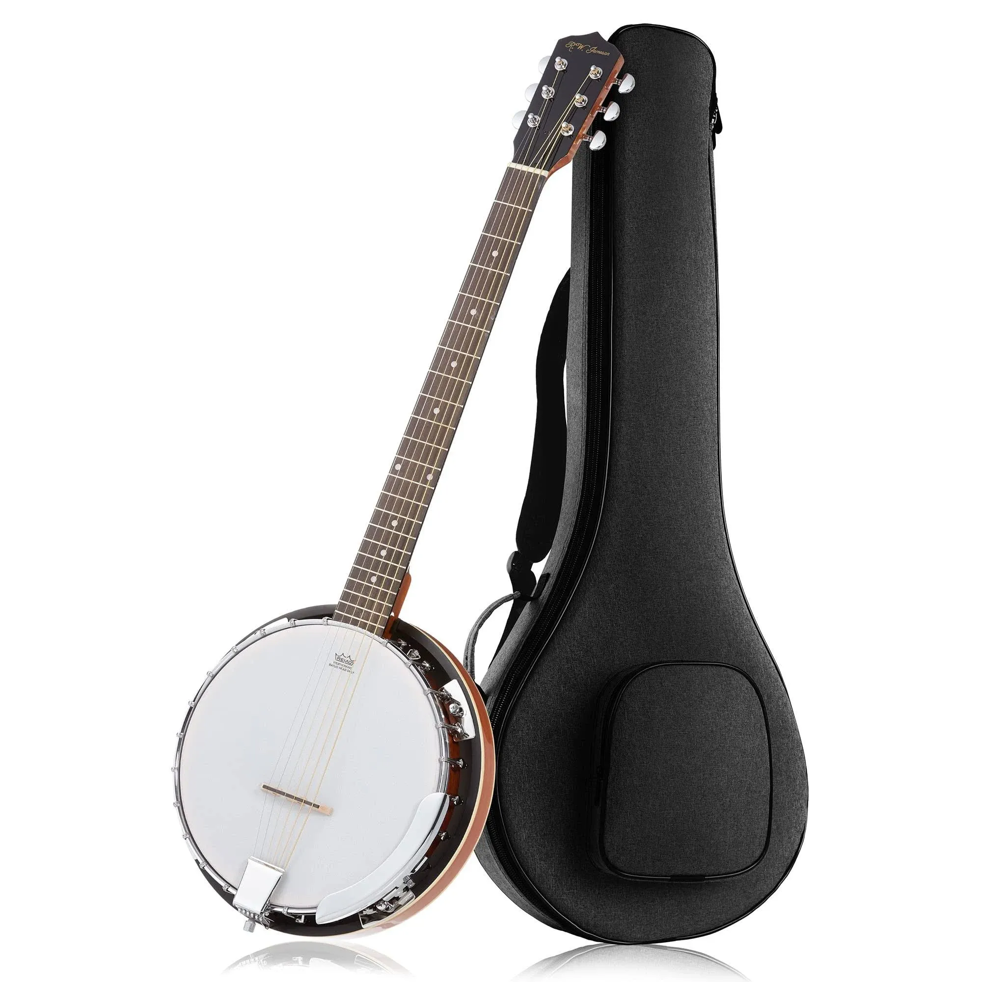 Left Handed 6-String Left Handed Banjo Guitar with Closed Back Resonator and 24 Brackets