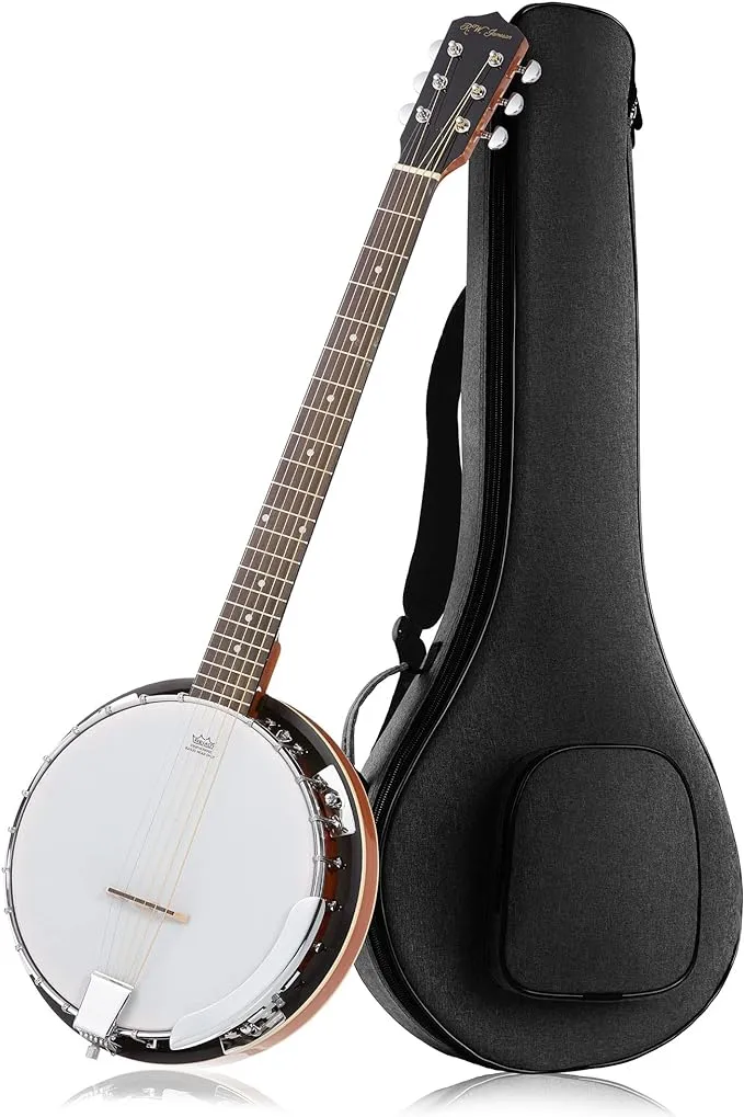 Left Handed 6-String Left Handed Banjo Guitar with Closed Back Resonator and 24 Brackets