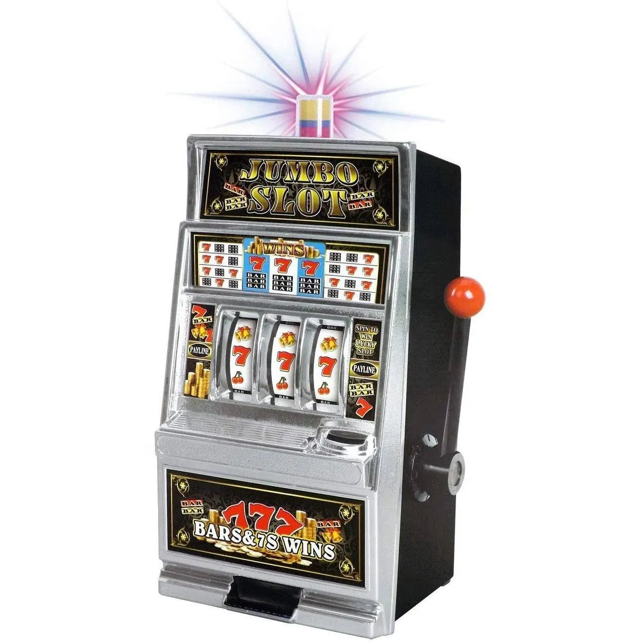 Liberty Imports Lucky Sevens Jumbo Slot Machine Casino Toy Piggy Bank Replica with Flashing Lights and Jackpot Sounds