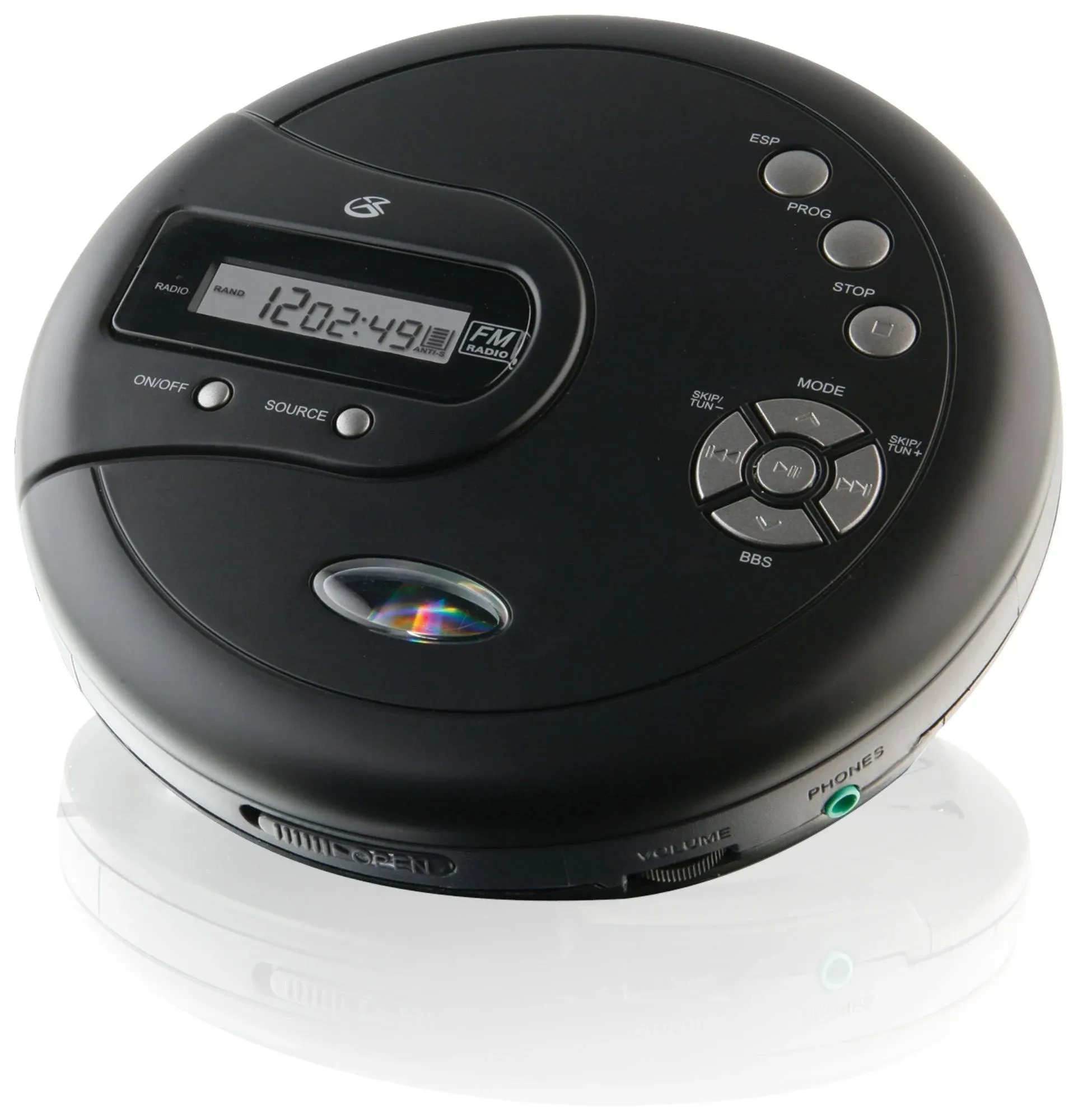 GPX PC301B Portable CD Player with Stereo Earbuds and Anti-Skip Protection (PC301B),Black, Single