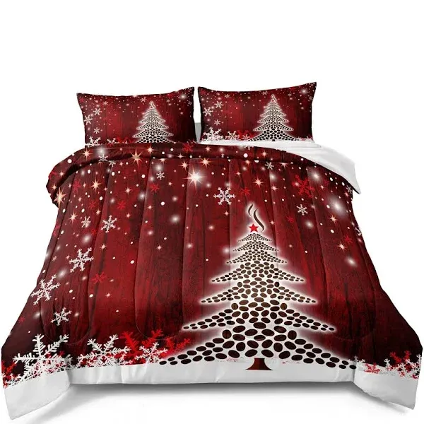 Christmas Comforter Set Full Christmas Tree Snowflake Bedding Set For Girls Boys