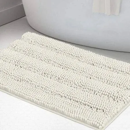 Turquoize Luxury Chenille Bath Rug for Bathroom Rugs Extra Absorbent Bath Mat Non Slip Microfiber Shower Rug for Bathroom Microfiber Shaggy Carpet Rug Size  20  x 32   Cream