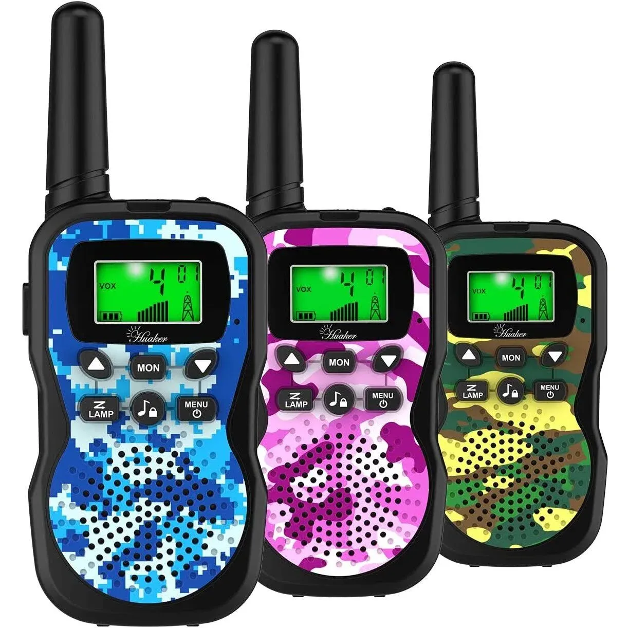 Huaker Kids Walkie Talkies,3 Pack 22 Channels 2 Way Radio Toy with Flashlight and LCD Screen,3 Miles Range Walkie Talkies for Kids Outside