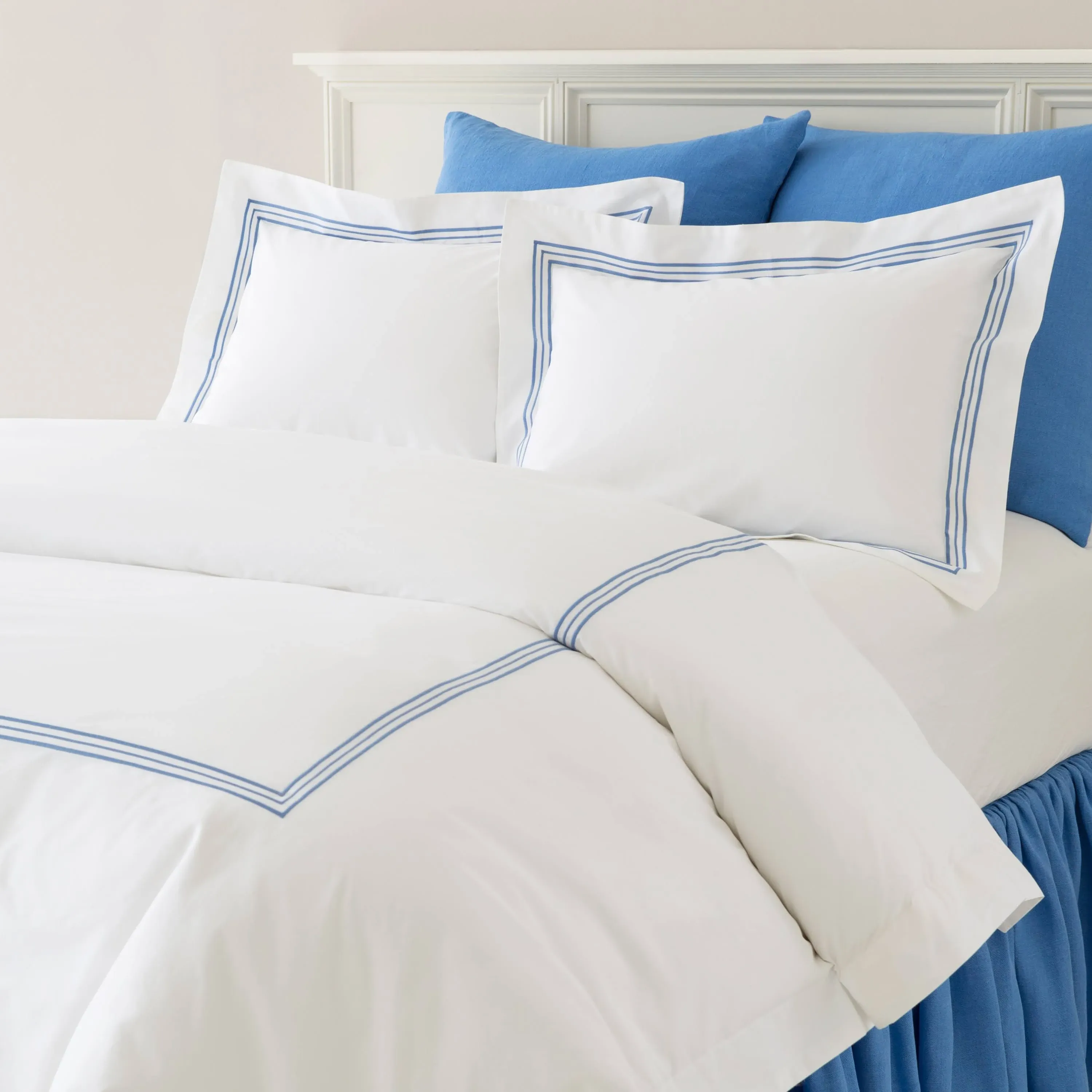 Trio Indigo Duvet Sham, King Size, Blue Stripe Pattern