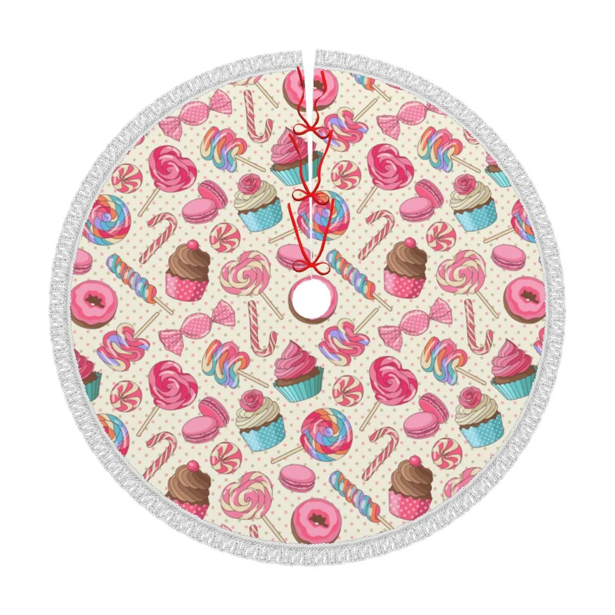 Pink Candy Cane Christmas Tree Skirt 36 Inch Tree Skirts Cute Xmas Decoration...