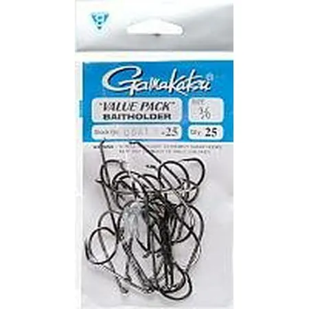 Gamakatsu Baitholder Hooks Size 1 Value Pack of 25 Color NS Black